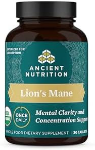 Suplemento Orgánico de Hongo Melena de León con Ashwagandha de Ancient Nutrition, Apoya Energía y Concentración, Reduce la Fatiga, Libre de Gluten y - imagen 1