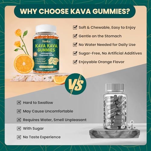 Gomitas Hovika Kava Kava - Extracto de raíz de Kava con Ashwagandha, GABA y Magnesio para Relajación, Sueño y Apoyo al Estrés - Sin Azúcar, Naranja, - imagen 6
