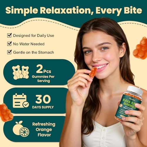 Gomitas Hovika Kava Kava - Extracto de raíz de Kava con Ashwagandha, GABA y Magnesio para Relajación, Sueño y Apoyo al Estrés - Sin Azúcar, Naranja, - imagen 8