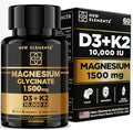 Glicinato de Magnesio 1500mg con Vitamina D3 K2 10,000 UI - Salud Ósea, Soporte Inmunológico, Energía y Ánimo - 60 Cápsulas Veganas Sin OGM y Sin - imagen 1