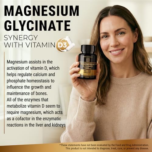 Glicinato de Magnesio 1500mg con Vitamina D3 K2 10,000 UI - Salud Ósea, Soporte Inmunológico, Energía y Ánimo - 60 Cápsulas Veganas Sin OGM y Sin - imagen 3