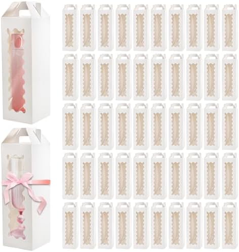 Caja de Regalo Tlence de 50 Piezas para Sublimación, Cajas Transparentes para Vaso, Empaque de Vidrio con Asa, Cajas en Blanco para Botellas de - imagen 1