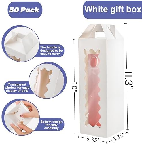 Caja de Regalo Tlence de 50 Piezas para Sublimación, Cajas Transparentes para Vaso, Empaque de Vidrio con Asa, Cajas en Blanco para Botellas de - imagen 2