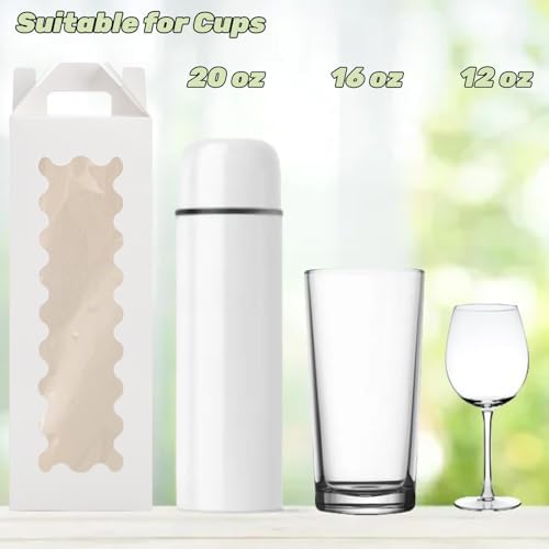 Caja de Regalo Tlence de 50 Piezas para Sublimación, Cajas Transparentes para Vaso, Empaque de Vidrio con Asa, Cajas en Blanco para Botellas de - imagen 4