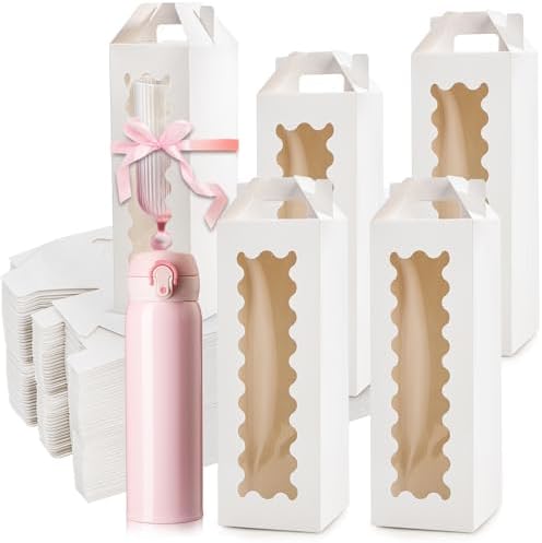 Caja de Regalo Tlence de 50 Piezas para Sublimación, Cajas Transparentes para Vaso, Empaque de Vidrio con Asa, Cajas en Blanco para Botellas de - imagen 5