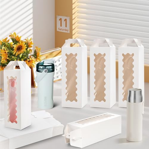 Caja de Regalo Tlence de 50 Piezas para Sublimación, Cajas Transparentes para Vaso, Empaque de Vidrio con Asa, Cajas en Blanco para Botellas de - imagen 6
