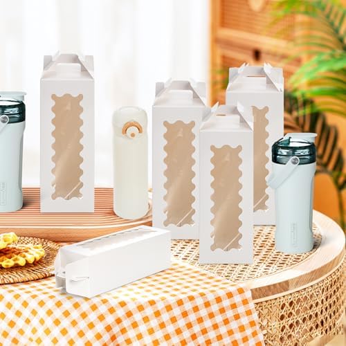 Caja de Regalo Tlence de 50 Piezas para Sublimación, Cajas Transparentes para Vaso, Empaque de Vidrio con Asa, Cajas en Blanco para Botellas de - imagen 8