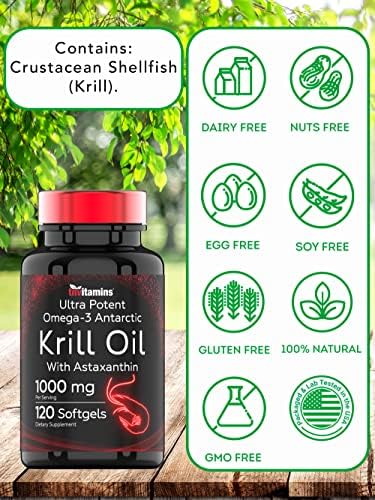 Aceite de Kril Antártico 1000mg - 120 Softgels con Astaxantina | 1000mg Aceite de Kril Rojo, 200mg Fosfolípidos, 120mg EPA, 80mg DHA, 200mcg - imagen 6