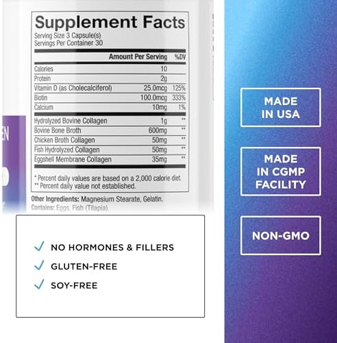 Suplemento de Colágeno Hidrolizado Dr. Emil Nutrition - Colágeno Tipo I, II, III, V & X - Apoyo para Cabello, Piel, Uñas y Articulaciones - 90 - imagen 2