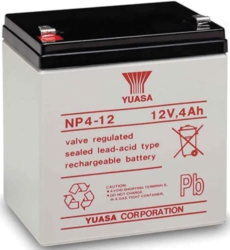 Batería YUASA NP4-12 VRLA de 12V 4AH, Plomo Calcio para Mayor Durabilidad, Construcción de Mat de Vidrio Absorbido sin Ácido Libre, Recombina Gas - imagen 2