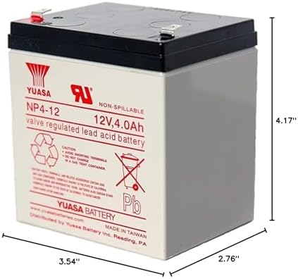 Batería YUASA NP4-12 VRLA de 12V 4AH, Plomo Calcio para Mayor Durabilidad, Construcción de Mat de Vidrio Absorbido sin Ácido Libre, Recombina Gas - imagen 4
