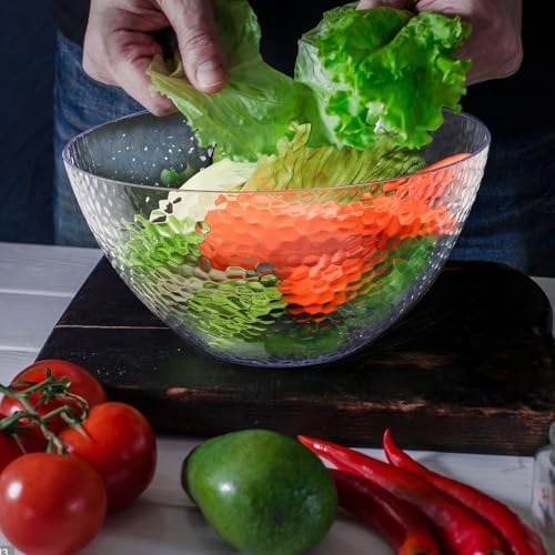 Suwimut 4 Piezas de Tazones de Plástico Transparente, Tazones Grandes de 135 OZ de 10 Pulgadas, Desechables y Reutilizables para Ensaladas, Fiestas y - imagen 8