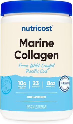 Nutricost Polvo de Colágeno Marino de Pescado Silvestre (8 oz) - 23 Porciones, 10 g de Proteína por Porción, Capturado en Alaska - imagen 1