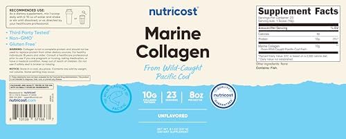 Nutricost Polvo de Colágeno Marino de Pescado Silvestre (8 oz) - 23 Porciones, 10 g de Proteína por Porción, Capturado en Alaska - imagen 6