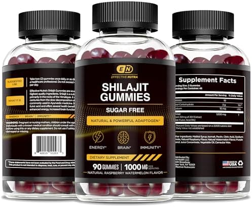 Gomitas Effective Nutra Shilajit 1000mg | Resina de Shilajit Pura para Energía, Cerebro e Inmunidad | Suplemento Vegano y Sin Azúcar | Sabor Natural - imagen 8