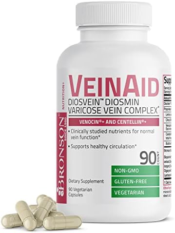 Bronson VeinAid Diosmin 1000mg - Complejo para Venas Varicosas con Venocin y Centellin, 90 Cápsulas Vegetarianas - imagen 1
