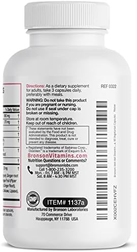 Bronson VeinAid Diosmin 1000mg - Complejo para Venas Varicosas con Venocin y Centellin, 90 Cápsulas Vegetarianas - imagen 5