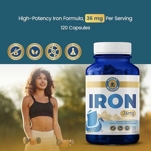 Suplemento de Hierro Bisglicinato Vykee Nutrition - 36 mg para Hombres y Mujeres, Alta Absorción, Sin OGM, Sin Gluten - 120 Cápsulas - imagen 4