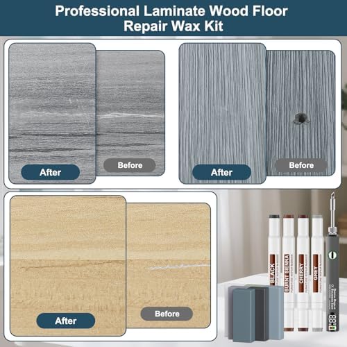 Kit de Reparación para Pisos de Vinil Laminado con Lápiz de Calor - 11 Ceras de Madera Gris y 8 Marcadores de Doble Punta para Restauración de Muebles - imagen 7