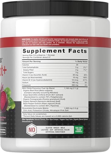 Polvo de Óxido Nítrico Horbaach | 16 oz | Suplemento para Hombres y Mujeres | Con Remolacha y Nitratos | Sabor Frutos Rojos | Vegano, Sin OGM y Sin - imagen 2