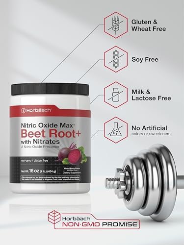 Polvo de Óxido Nítrico Horbaach | 16 oz | Suplemento para Hombres y Mujeres | Con Remolacha y Nitratos | Sabor Frutos Rojos | Vegano, Sin OGM y Sin - imagen 5