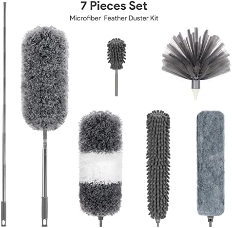DUSTER DELUX de Microfibra, 7 PZS Reutilizables y Lavables, Plumero Flexible con Extensión de 100 Pulgadas para Limpiar Ventiladores, Techos Altos, - imagen 3