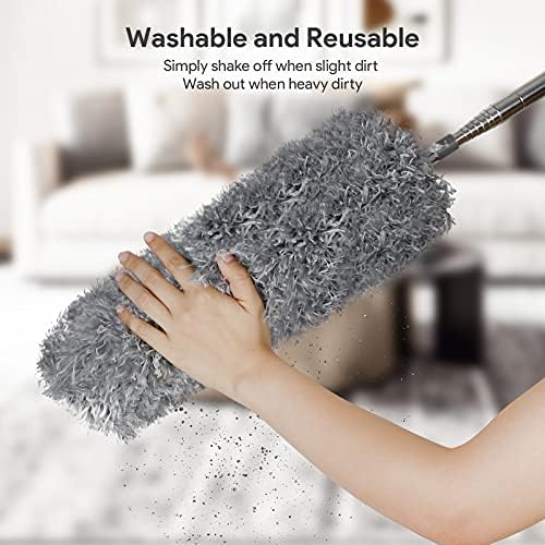 DUSTER DELUX de Microfibra, 7 PZS Reutilizables y Lavables, Plumero Flexible con Extensión de 100 Pulgadas para Limpiar Ventiladores, Techos Altos, - imagen 5