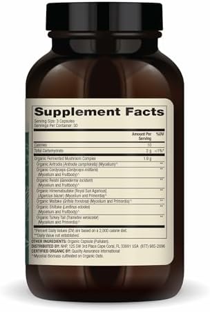 Complejo de Hongos Fermentados Orgánicos Dr. Mercola - Apoya la Salud Inmunológica y Celular - Hongos Enteros y Micelio - Sin OGM y Sin Gluten - 90 - imagen 2