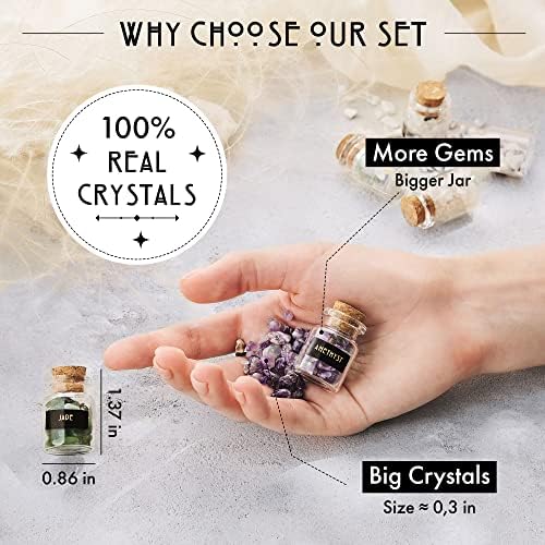 Cristales Sanadores en Tarros Mágicos 30 PCS - Cristales de Verdadera Magia y Palo de Selenita - Mini Piedras para Altar - Regalos Espirituales - imagen 4