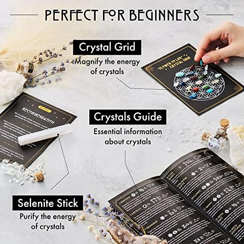 Cristales Sanadores en Tarros Mágicos 30 PCS - Cristales de Verdadera Magia y Palo de Selenita - Mini Piedras para Altar - Regalos Espirituales - imagen 5