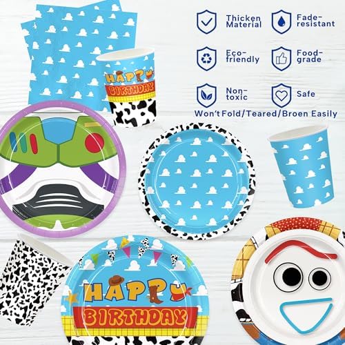 Juego de 120 piezas de suministros para fiesta de cumpleaños: platos, servilletas, vasos y platos de postre desechables para 30 invitados. - imagen 3