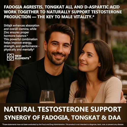 Suplemento Natural para Aumentar Testosterona en Hombres – Potenciador con Tongkat Ali, Fadogia Agrestis, Shilajit, Ashwagandha, Ginseng, Tribulus, - imagen 4