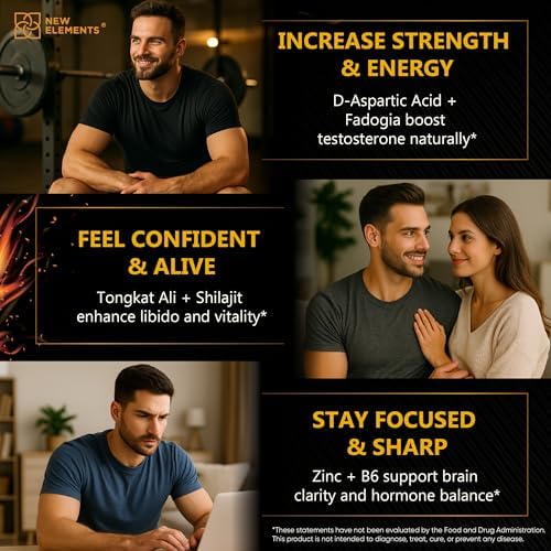 Suplemento Natural para Aumentar Testosterona en Hombres – Potenciador con Tongkat Ali, Fadogia Agrestis, Shilajit, Ashwagandha, Ginseng, Tribulus, - imagen 5