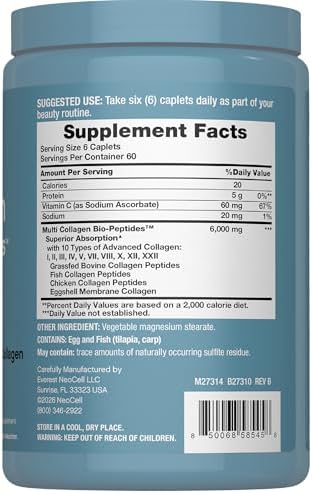 Píldoras NeoCell Multi Collagen Peptides | 360 Tabletas | Absorción Superior | Tipos I, II, III, IV, VIII, X, XII, XXII | Para Mujeres y Hombres - imagen 2