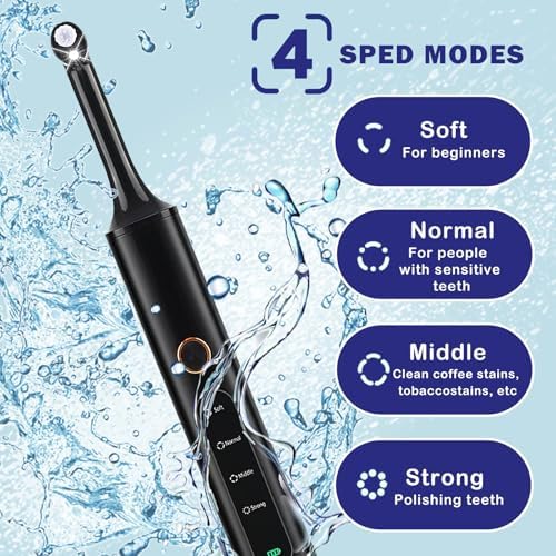 Pulidor Dental Eléctrico con 5 Cabezas de Cepillo, Kit de Blanqueamiento y Limpieza de Dientes Recargable con Luz LED y 4 Modos de Velocidad - imagen 2