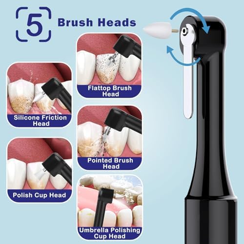 Pulidor Dental Eléctrico con 5 Cabezas de Cepillo, Kit de Blanqueamiento y Limpieza de Dientes Recargable con Luz LED y 4 Modos de Velocidad - imagen 3