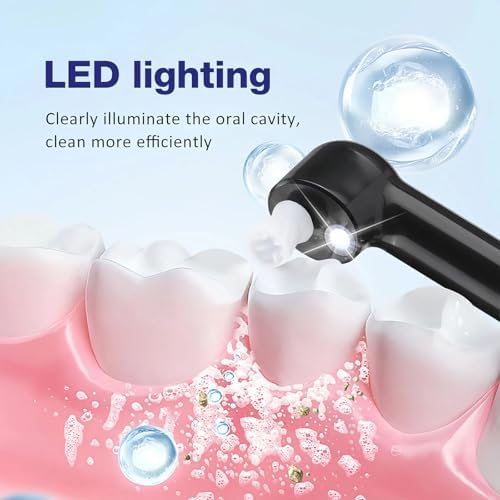 Pulidor Dental Eléctrico con 5 Cabezas de Cepillo, Kit de Blanqueamiento y Limpieza de Dientes Recargable con Luz LED y 4 Modos de Velocidad - imagen 4
