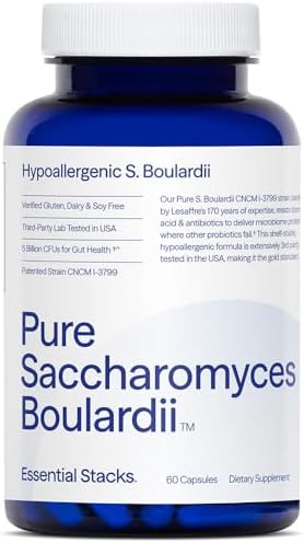 Probioticos Saccharomyces Boulardii Essential Stacks (Sin OGM y Sin Gluten) - 5 Mil Millones de UFC para la Salud Digestiva (60 Cápsulas) - imagen 1