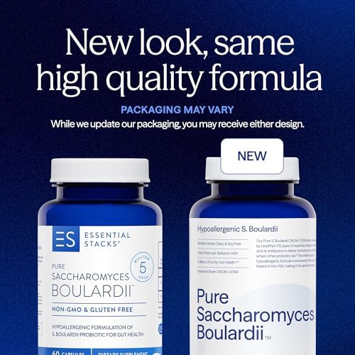 Probioticos Saccharomyces Boulardii Essential Stacks (Sin OGM y Sin Gluten) - 5 Mil Millones de UFC para la Salud Digestiva (60 Cápsulas) - imagen 2
