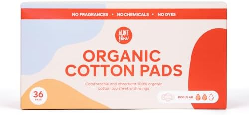 Toallas Menstruales Orgánicas con Alas Aunt Flow - Absorbencia Regular, Sin Dioxinas, Hipoalergénicas, Paquete de 36 - imagen 1