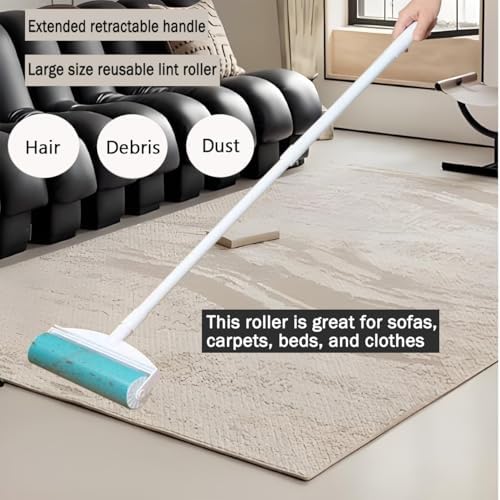 Rodillo Quitapelos Reutilizable de 8 Pulgadas, Lavable con Mango Retráctil y Extensible, Ideal para Ropa, Sofá, Alfombra y Muebles, Incluye 1 Grande, - imagen 3