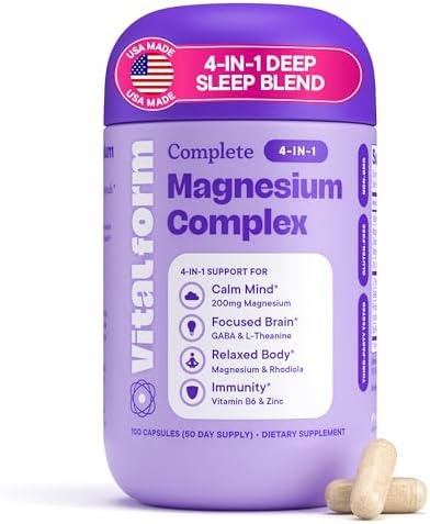 VitalForm Complejo de Sueño con Magnesio Glicinato – Apoyo No Habitual con L-Teanina, GABA, Zinc y Rhodiola – Promueve Relajación, Calma y - imagen 1