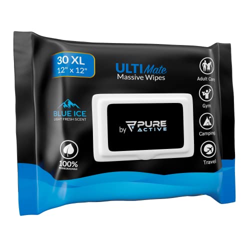 Toallitas Corporales Pure Active XXL para Cara y Cuerpo, Toallitas Desodorantes para Hombres, 30 Piezas Aroma Hielo Azul, Ideal para Camping y - imagen 1