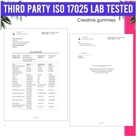 Gomitas de Creatina Adndale para Mujeres y Hombres, 5000mg por Porción, Suplemento de Creatina Monohidratada con Beta-Alanina, L-Citrulina y B12 - 75 - imagen 5
