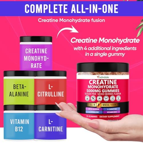 Gomitas de Creatina Adndale para Mujeres y Hombres, 5000mg por Porción, Suplemento de Creatina Monohidratada con Beta-Alanina, L-Citrulina y B12 - 75 - imagen 7