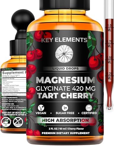 Magnesio Glicinato Líquido 420 mg con Extracto Natural de Cereza Ácida | Suplemento de Gotas para Sueño, Ánimo y Movilidad - imagen 1