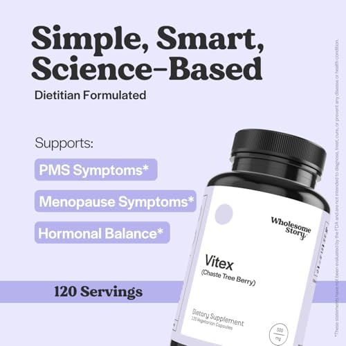 Suplemento Orgánico de Vitex (Baya de Chaste) Wholesome Story para Mujeres | Equilibrio Hormonal, Apoyo a la Fertilidad y Regulación del Ciclo | 120 - imagen 2