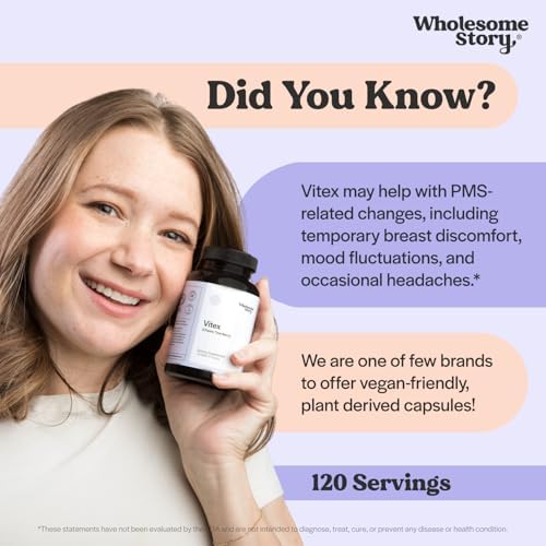 Suplemento Orgánico de Vitex (Baya de Chaste) Wholesome Story para Mujeres | Equilibrio Hormonal, Apoyo a la Fertilidad y Regulación del Ciclo | 120 - imagen 4