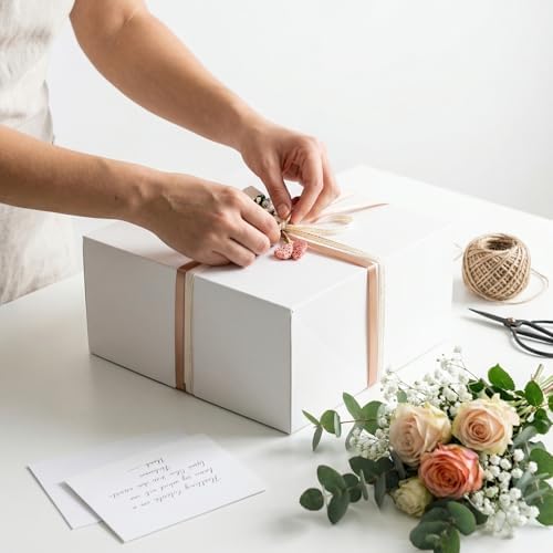 Cajas de Regalo UnicoPak 10x10x5 Pulgadas Blancas con Tapa, 10 Piezas, Cajas Resistentes para Propuestas de Dama de Honor, Bodas, Baby Shower, - imagen 5