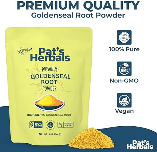Polvo de Raíz de Goldenseal de Pat's Herbals - 2oz, Cultivado en EE. UU., No GMO | Polvo de Raíz Amarillo Puro - imagen 5